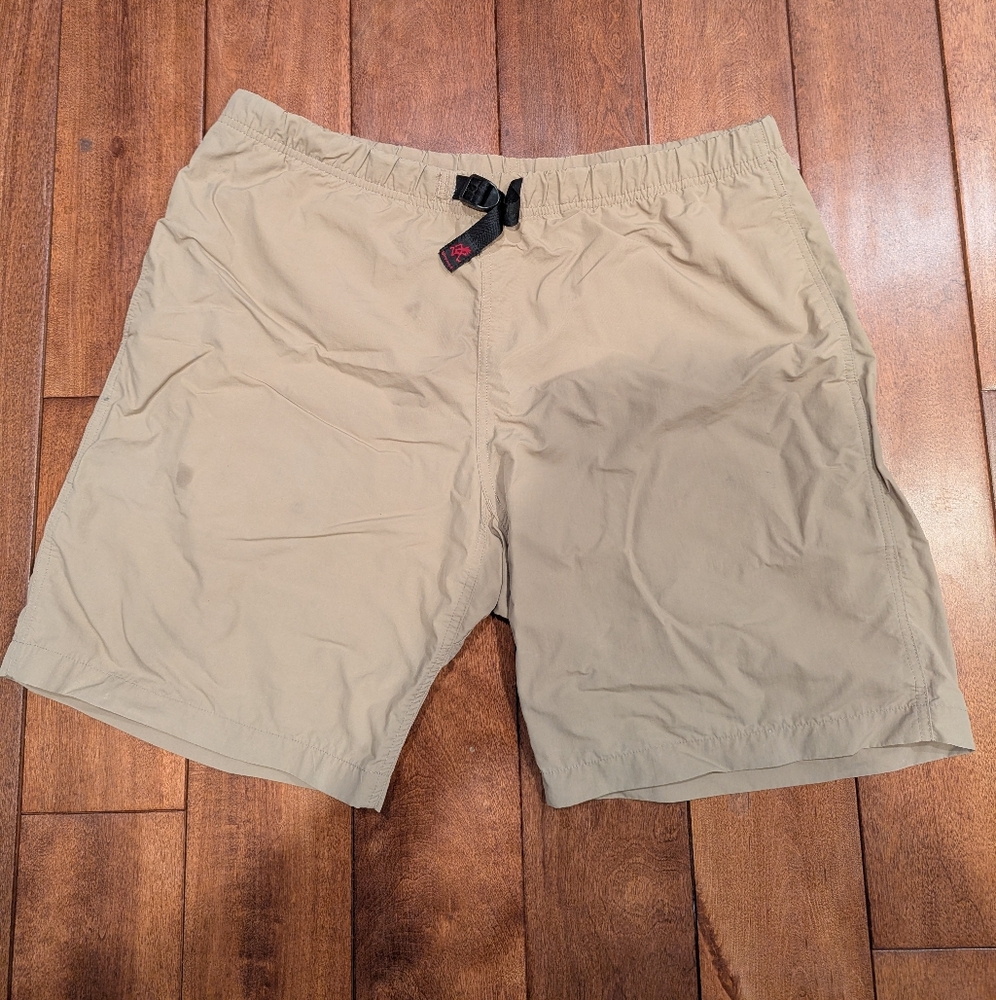 Gramicci Men’s Large Brown Nylon Hiking Shorts 9” Inseam Belted Outdoor